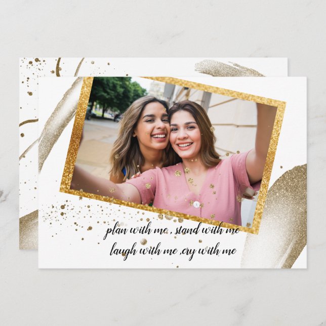 Convite Trendy Calliografia será minha madrinha Invit (Frente/Verso)