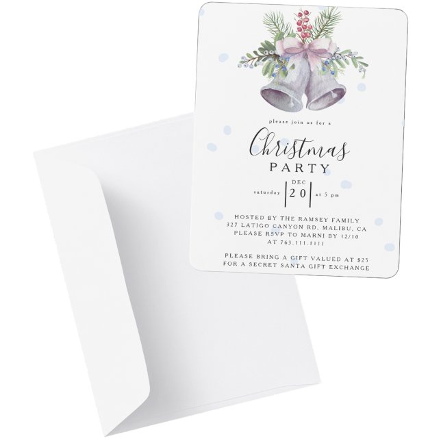 Convite Trendy Christmas Bell Party Elegant Holidays (Trendy Christmas Bell Party Elegant Holidays Invitation)
