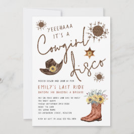 Convite Trendy Cowgirl Disco Glitter Festa de solteira