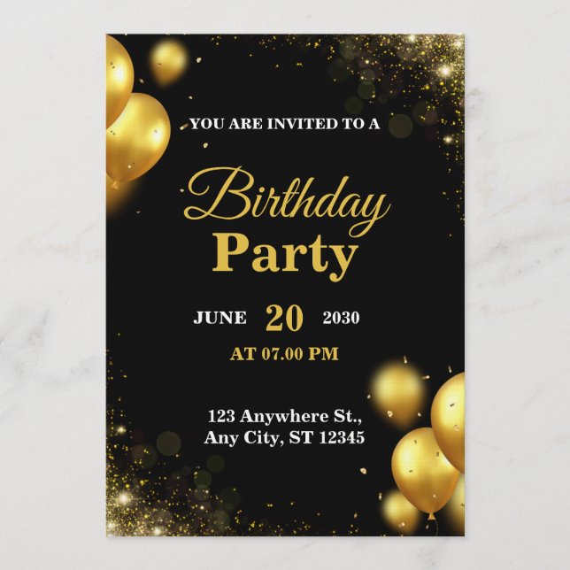 Convite Trendy CUSTOMIZABLE Birthday CARD (Frente)