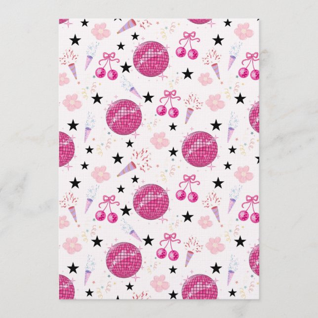 Convite Trendy Disco Celebration Party Seamless Pattern (Frente)