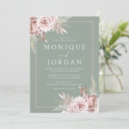 Convite Trendy Dusty Rosa Blush & Sage Wedding