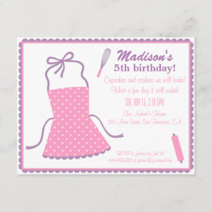 Convite Trendy Elegant Apron Cozinhar Baking Festa de aniv