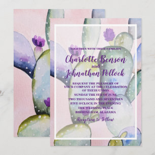 Convite Trendy Elegant Watercolor Cactus Wedding