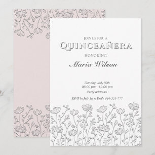 Convite Trendy Emboscada a floral moderna Quinceañera