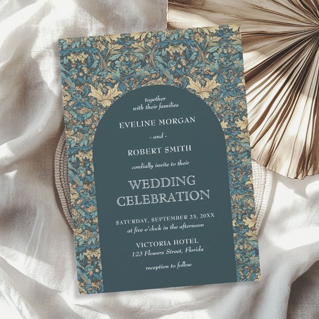 Convite Trendy floral Art Nouveau William Morris casamento (Trendy floral Art Nouveau William Morris wedding Invitation)
