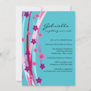 Convite Trendy Floral Ribbons Chá de panela Invite