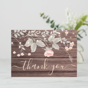 Convite trendy Floral Rustic lança-te obrigado