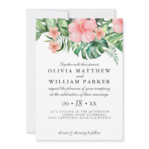 Trendy Floral Watercolor Casamento Verde Tropical