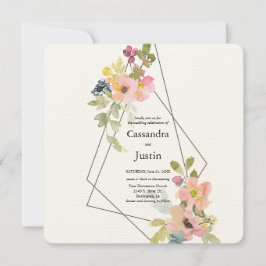 Convite Trendy Geométrico Floral Wedding