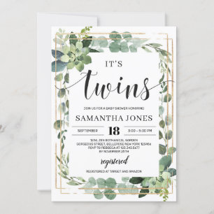 Convite Trendy Greenery, floral suculento, chá de fraldas