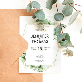 Convite Trendy Greenery, noivado de casamento de eucalipto