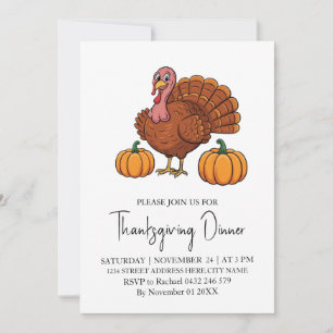 Convite Trendy Janta de Ação de Graças Turquia Pumpkin