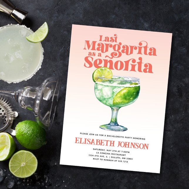 Convite Trendy Last Margarita como senhorita Bachelorette (Criador carregado)
