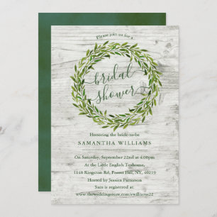 Convite Trendy Laurel Wreath Greenery Chá de panela