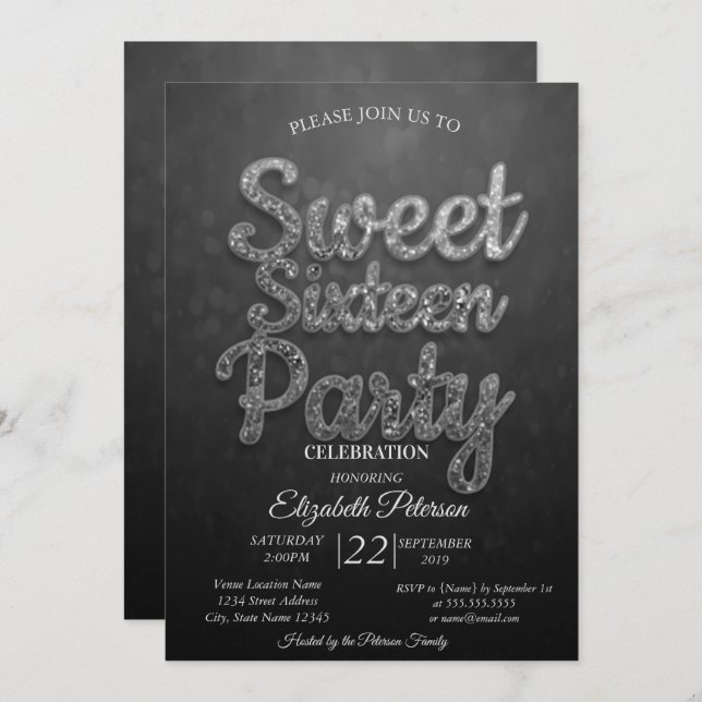 Convite Trendy Legal Bokeh Doce 16 (Frente/Verso)