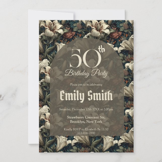 Convite Trendy Lilies Themed 60Th Birthday (Frente)