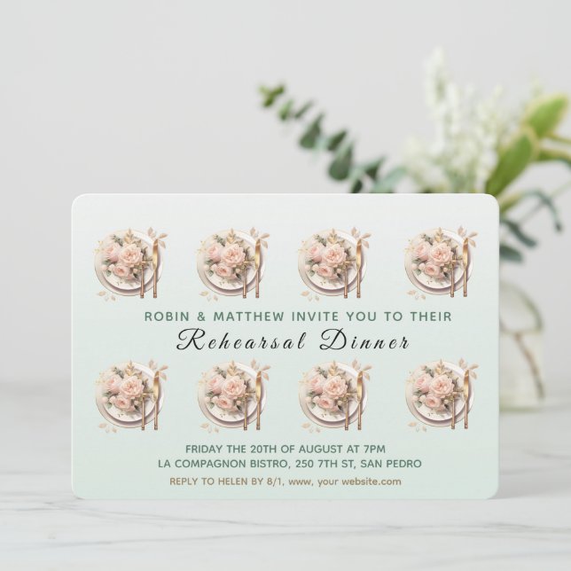 Convite Trendy Mesa Na Noite Antes Do Janto De Ensaio (Em pé/Frente)