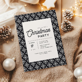 Convite Trendy Minimal Black and White Snowflake Christmas