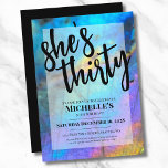 Convite Trendy Modern aniversário de 30 anos Party<br><div class="desc">Você pode mudar para qualquer ano de aniversário! 30, 40, 50 ou mesmo para crianças pequenas! O atordoante e colorido arco-íris abraçado com uma fotografia de pedra labradorita torna o pano de fundo perfeito para uma design simples e moderna. Esta é uma armação de um cristal labradorite natural real com...</div>