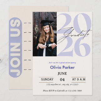 Convite Trendy Modern Casual Photo Graduation