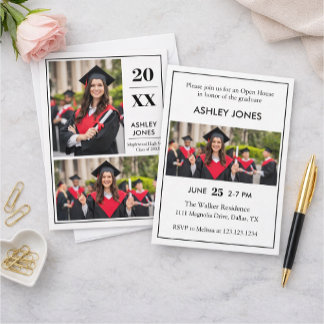 Convite Trendy Modern Casual Photo Graduation Invitation