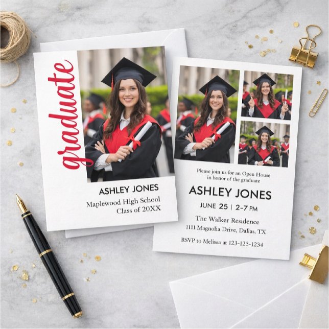 Convite Trendy Modern Casual Photo Graduation Invitation (Criador carregado)