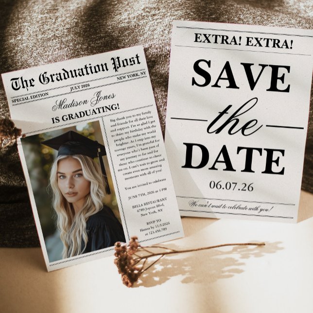 Convite Trendy Modern Fun Photo Graduation  (Criador carregado)