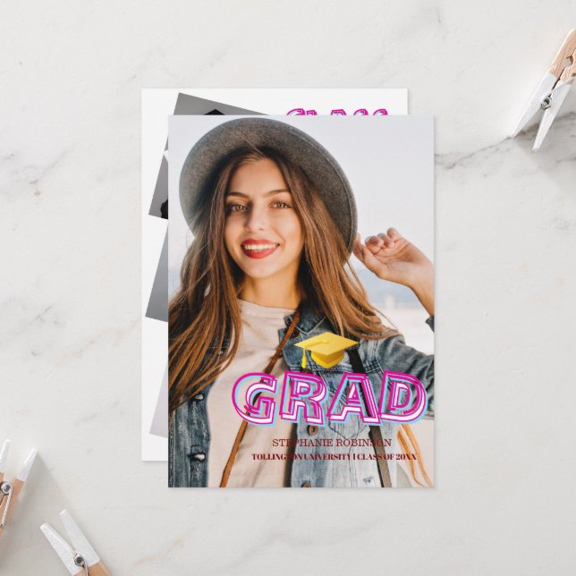 Convite Trendy Modern Grad Photo Graduation 2026 (Frente/Verso In Situ)