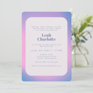 Convite Trendy Modern Gradient Lavanda Roxo Bat Mitzvah