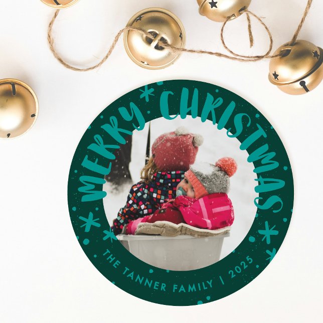 Convite Trendy Modern Handwritten Christmas Photo Card (Criador carregado)