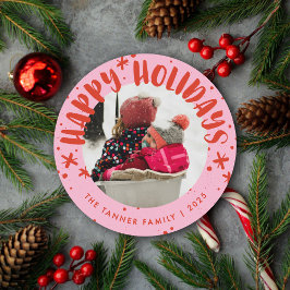 Convite Trendy Modern Handwritten Holiday Photo Card