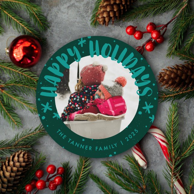 Convite Trendy Modern Handwritten Holiday Photo Card (Criador carregado)