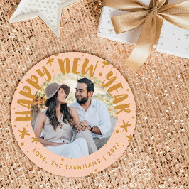 Convite Trendy Modern Handwritten New Year Photo Card