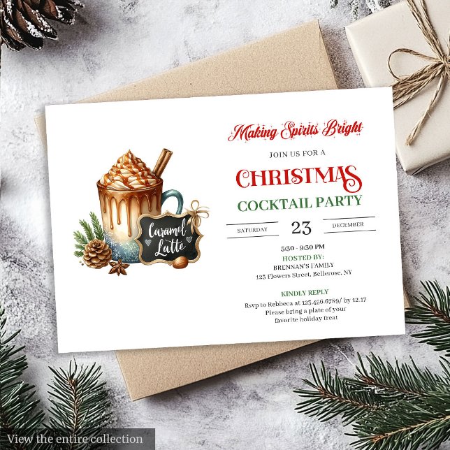 Convite Trendy Modern Holiday Cocktails Party Invitation (Trendy Modern Holiday Cocktails Party Invitation)