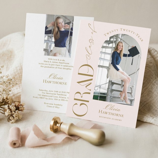 Convite Trendy Modern Minimal Arch Photo Graduation Party (Trendy Modern Minimal Arch Photo Graduation Party Invitation)