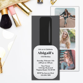 Convite Trendy Modern White & Black Nail Polish Birthday