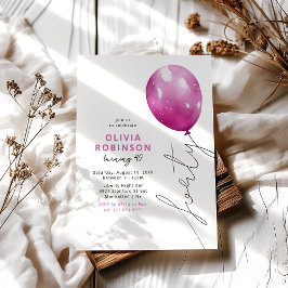 Convite Trendy Paink Balloon aniversário de 40 anos