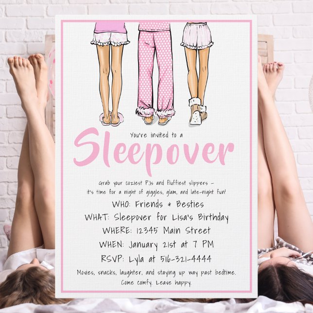 Convite Trendy Pajama Sleepover / Girls PJ Party (Criador carregado)