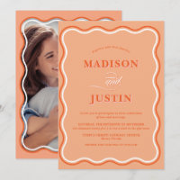 Trendy Peach Orange Squiggle Curves Foto Casamento