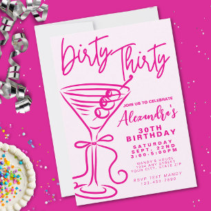 Convite Trendy Pink Sujo Trendy Trendy 3aniversário de 30 