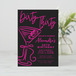 Convite Trendy Pink Sujo Trendy Trendy 3aniversário de 30