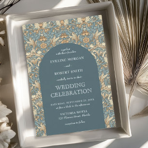 Convite Trendy poeiry marfim verde floral Art Nouveau