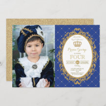Trendy Prince Birthday Royal Blue Dourada Party Fo