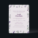 Convite Trendy Purple Watercolor Floral Bat Mitzvah<br><div class="desc">Trendy Purple Watercolor Floral Bat Mitzvah Convite</div>