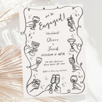 Trendy Quirky Hand Drawn Festa de noivado