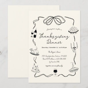 Convite Trendy Quirky Hand Drawn Scribble Ação De Graças