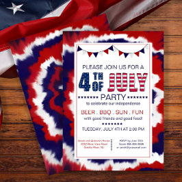 Convite Trendy Red, White & Blue 4th do Partido de julho
