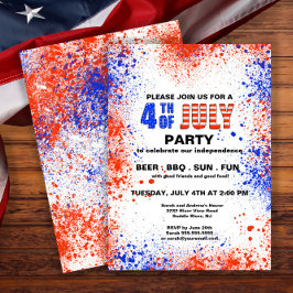 Convite Trendy Red, White & Blue 4th do Partido de julho