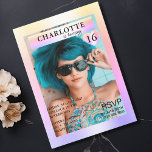 Convite Trendy Regenbogen Magazine Cover-Photo Inspiriert<br><div class="desc">Trendy Magazine Cover inspirierte Foto-Geburtstagseinladung.</div>